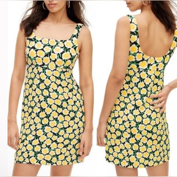 DVF Diane Von Furstenberg Target Collab 90s Yellow Floral minidress new size 14 - Picture 4 of 5